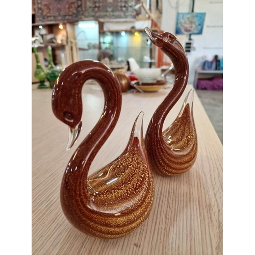 153 - 2 x Murano Glass Swans, (2)