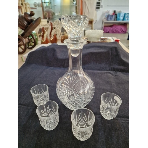 289 - Crystal Decanter, Together with Set of 4 x Matching Glasses, (5)