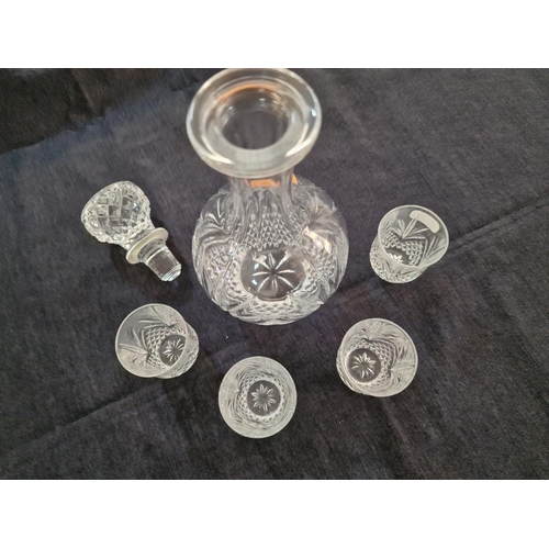 289 - Crystal Decanter, Together with Set of 4 x Matching Glasses, (5)