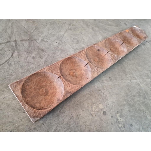 34 - Antique Cypriot Wooden 6-Part Bread Mould, (Approx. L: 124cm)