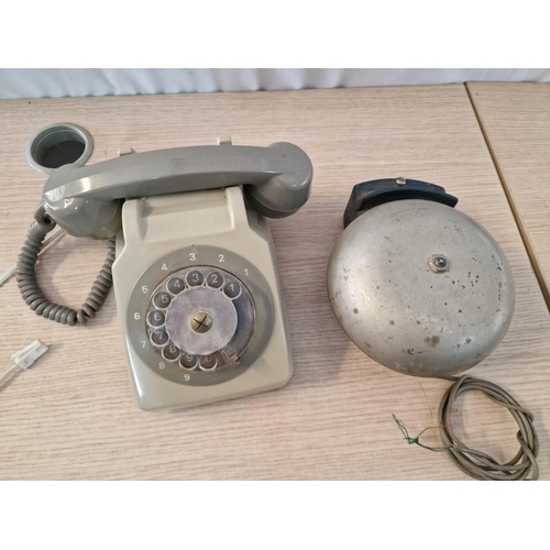 56 - Vintage Rotary Dial Telephone, Together with External Bell, (Basic Test & Working), (2)