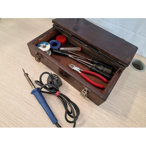 69 - Soldering Iron and Other Tools in Wooden Case, (Basic Test & Working)