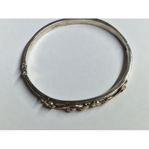 78 - Decorative Sterling Silver Bangle Bracelet, (Approx. 19.2g, 5.5 x 5cm Inside Measurements)