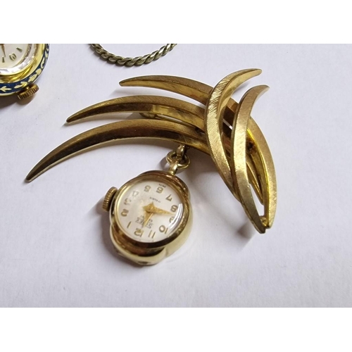 683 - Vintage Gold Plated 'Sinex' Swiss Made Nurses Brooch Watch (Manual Wind & Running), Together with 'H... 