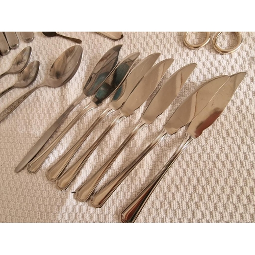 709 - Collection of Assorted Tableware / Cutlery, Incl. Vintage Crumb Tray, Fish Knives, Tea Spoons, Servi... 