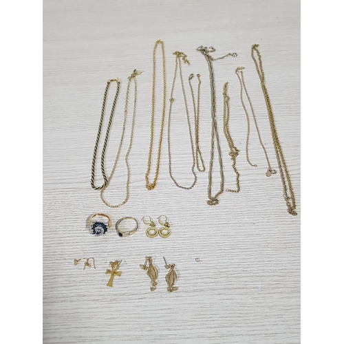 130 - Large Collection of Gold Plated Jewellery; Rings, Earrings, Various Chains and Pendant