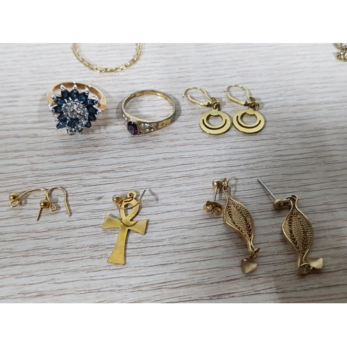 130 - Large Collection of Gold Plated Jewellery; Rings, Earrings, Various Chains and Pendant