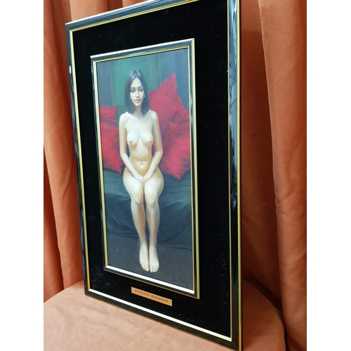 173 - Sitting Nude Oil on Canvas (Unframed; 50 x 26cm / Framed; 70 x 45cm) Singed Bottom Right Corner and ... 