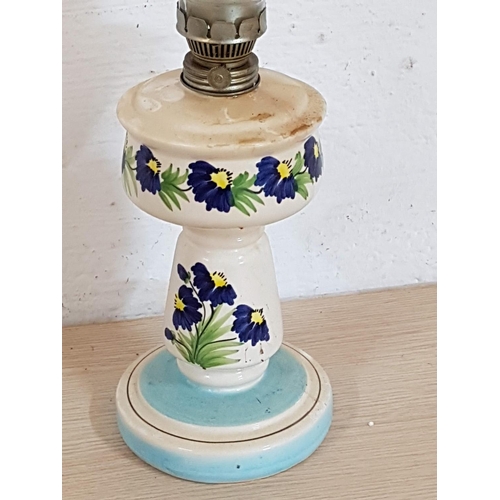 178 - Vintage Kerosene Oil Country Ceramic Lamp with Floral Pattern (H:50cm)