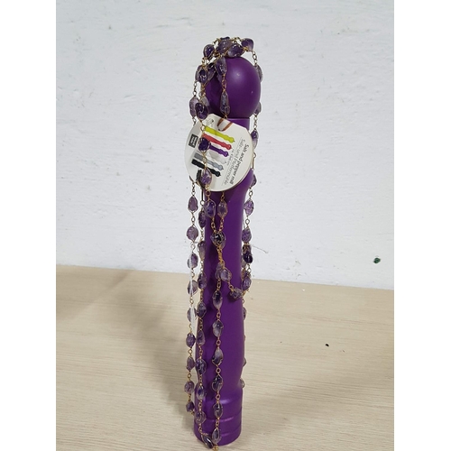 44 - Modern Tall (H:42cm) Salt and Pepper Mill Together with 3 x Natural Stone (Probably Amethyst) Neckla... 