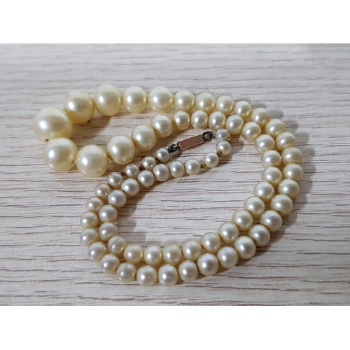 585 - Retro Pearls Necklace with 9ct Gold Clasp (L:37cm)