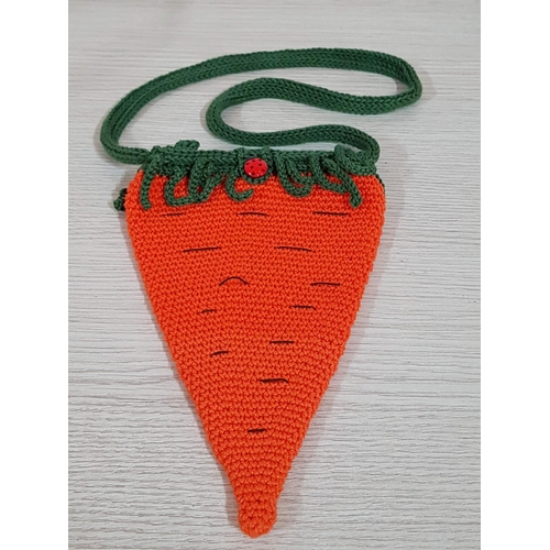 82 - Carrot Crochet Pattern Girl's Handbag - Hand Crafted By Local Folk Artist 
