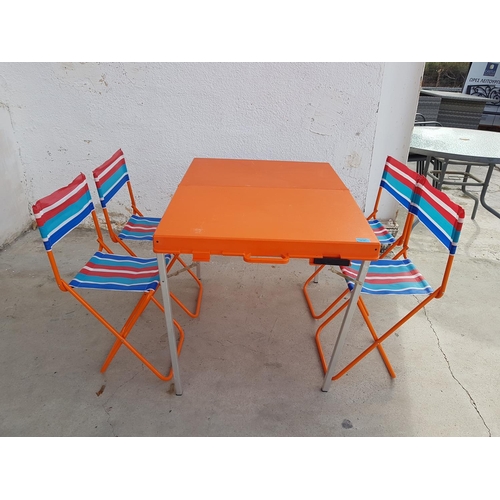 475 - 4 - Seat Retro Folding Compact Portable Camping Outdoor Table (Orange)