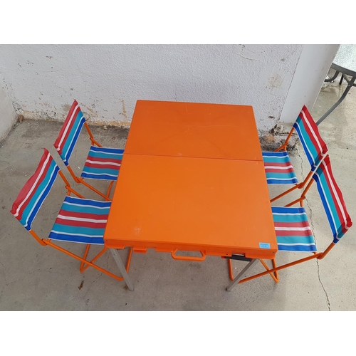 475 - 4 - Seat Retro Folding Compact Portable Camping Outdoor Table (Orange)