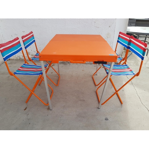 475 - 4 - Seat Retro Folding Compact Portable Camping Outdoor Table (Orange)