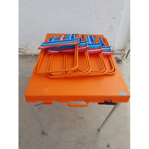 475 - 4 - Seat Retro Folding Compact Portable Camping Outdoor Table (Orange)