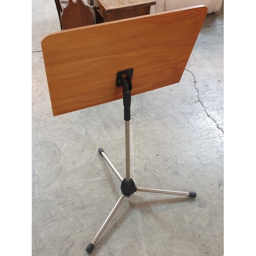 724 - Retro Music Stand (Wood / Metal) Single Shelf with Pencil Groove and Adjustable Height