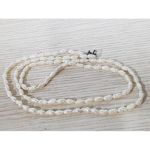 316 - Vintage Style Pearl Jewellery Necklace (L:65cm) Bracelet - Double String (L19cm) and Pair of Clips