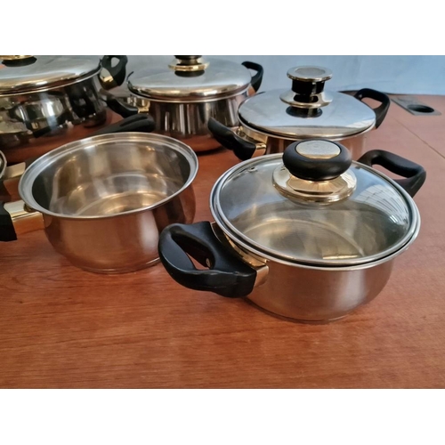 201 - Set of 18/10 Stainless Steel Saucepans and Frying Pans (Made in Germany), Incl. 4 x Lidded Twin Hand... 