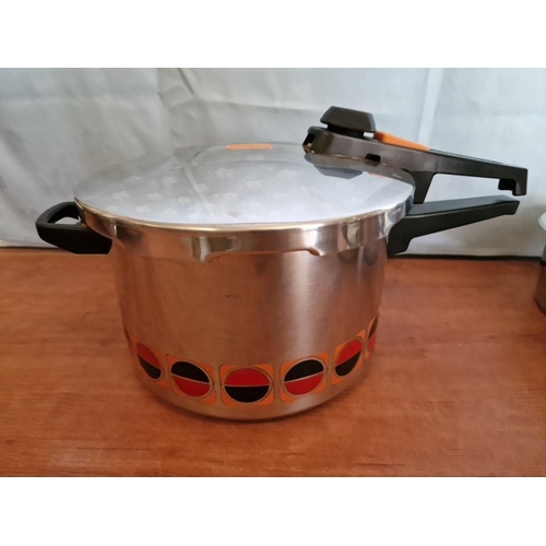 202 - KELOmat Pressure Cooker (German), Together with German Stainless Steel Saucepan Set with Lids and St... 