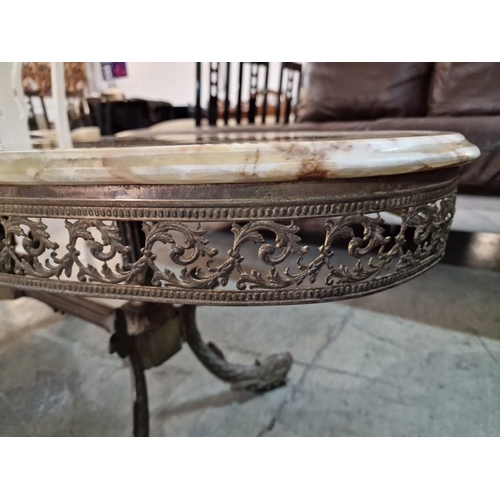 203 - Classical Style Oval Shape Marble Coffee Table with Decorative Brass Base with Fish Supports, (Appro... 