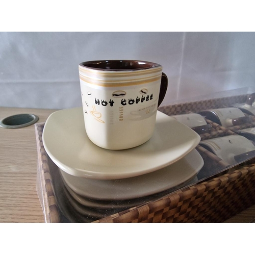 228 - 2 x Ceramic Modern Square Coffee Sets (6+6 Cups and Saucers each Set), (un-Used)