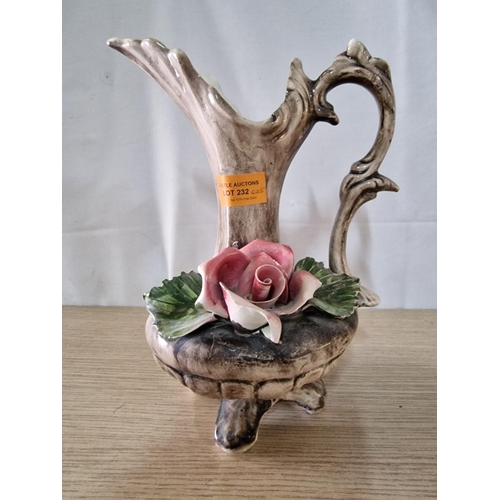 232 - Capodimonte Porcelain Flower Pitcher / Vase, Made in Italy (H:27.5cm)