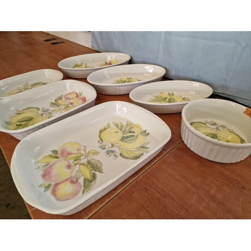 286 - Collection of 'Valentina' Baking Dishes with Fruit Pattern, (Made in Italy), Incl. 2 x Graduating Se... 