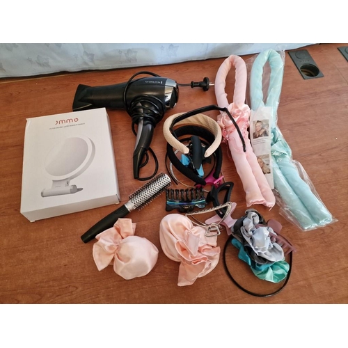 328 - Beauty Accessories; Remington Hair Dryer, Quantity of Hair Clip, Various Headbands, 1x/10x Double Si... 