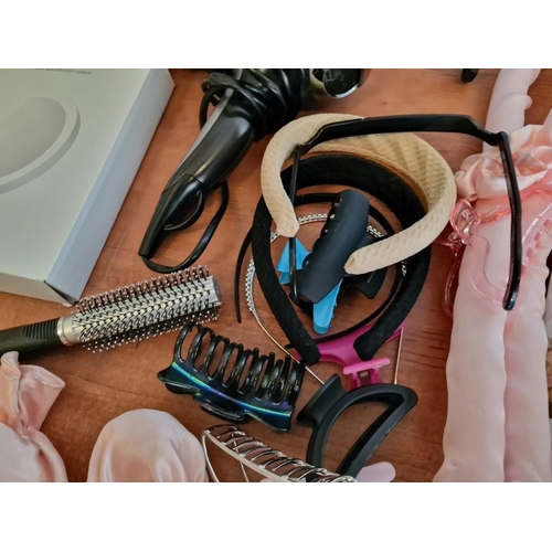 328 - Beauty Accessories; Remington Hair Dryer, Quantity of Hair Clip, Various Headbands, 1x/10x Double Si... 