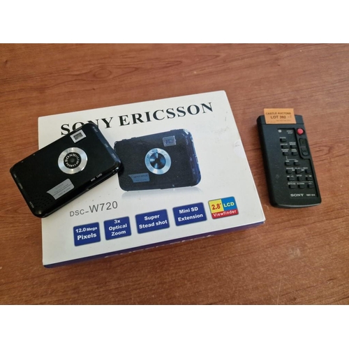 392 - Sony Ericsson DSC-W720 Portable Camera (Un-Tested) Together with Soy RMT - 814 Camcorder Remote Cont... 