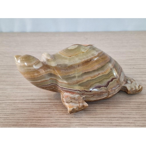 55 - Natural Turtle Stone (Probably Agat) Turtle Sculpture Made in Pakistan (Approx. 13 x 9.5 x 5cm)