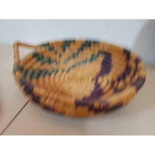 177 - Traditional Country Woven Wicker (Rolled Grass) Basket (Ø42 x H:10cm) and Tray (Ø40cm) Together with... 