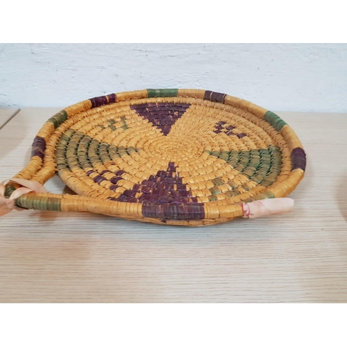 177 - Traditional Country Woven Wicker (Rolled Grass) Basket (Ø42 x H:10cm) and Tray (Ø40cm) Together with... 