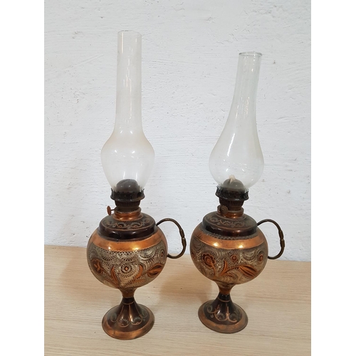 179 - Oriental Style Pair of Oil Copper Lamps