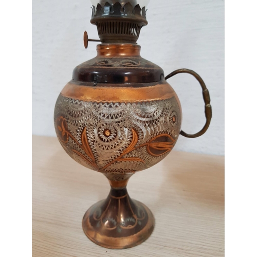 179 - Oriental Style Pair of Oil Copper Lamps