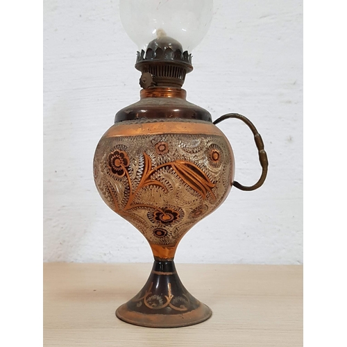 179 - Oriental Style Pair of Oil Copper Lamps