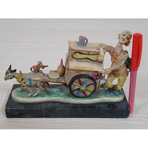 181 - Vintage Italian Organ Grinder with Donkey on Marble Base (Approx. 20 x 7 x 13cm)