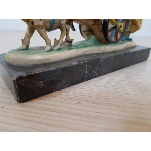 181 - Vintage Italian Organ Grinder with Donkey on Marble Base (Approx. 20 x 7 x 13cm)