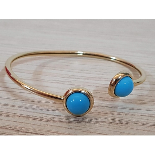 368 - Loisir Lollipop Gold Tone Bracelet Bangle with Turquoise Colour Stones in Original Box