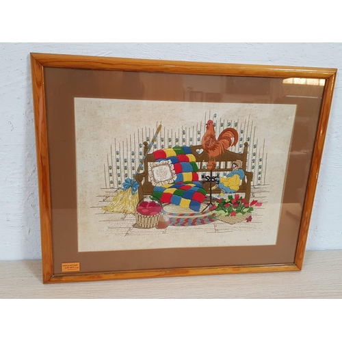 477 - Vintage Embroidery Picture in Frame (62 x 49cm)