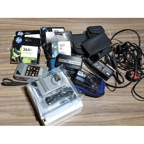 304 - Assorted Electronics Items; Various Digital Gameras (Un-tested) Charges Ink Cartridges, Cases