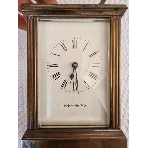 753 - Vintage Mappin & Webb Ltd Brass 4-Glass Carriage Clock with Key Wound Movement, (Approx. 8 x 6 x 15c... 