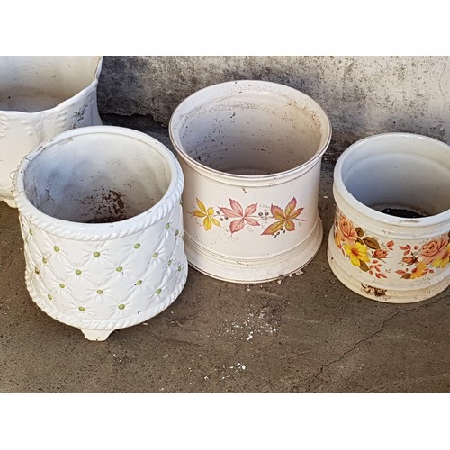 769 - 6 x Floral Pattern Ceramic Plant Pots (H:12 - 17cm)