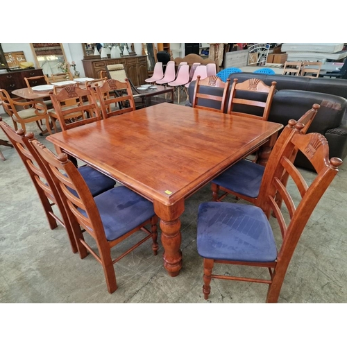 347 - Large Dark Cherry Colour Wood Square Dining Table with Substantial Turned Legs, (Approx. 152 x 152cm... 