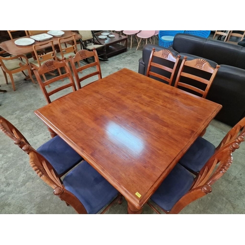 347 - Large Dark Cherry Colour Wood Square Dining Table with Substantial Turned Legs, (Approx. 152 x 152cm... 