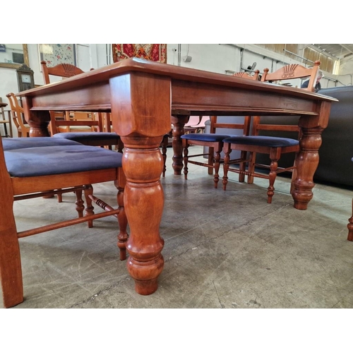 347 - Large Dark Cherry Colour Wood Square Dining Table with Substantial Turned Legs, (Approx. 152 x 152cm... 