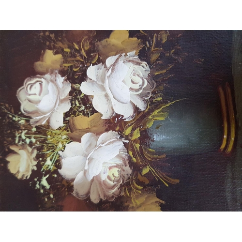145 - Oil on Canvas Still Life Floral Painting by Artist Robert Cos Framed (23.5 x 23.5cm)