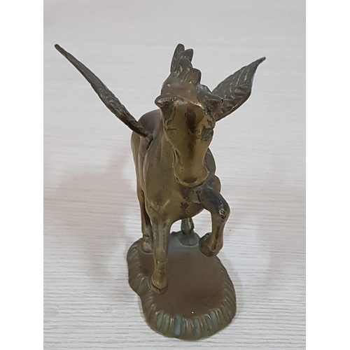 157 - Vintage Solid Brass Pegasus Winged Horse Figurine (Approx. 17 x 16cm)