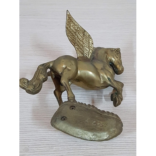 157 - Vintage Solid Brass Pegasus Winged Horse Figurine (Approx. 17 x 16cm)